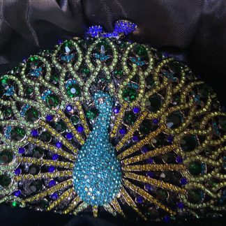 Blue Green Rhinestone Peacock Clutch