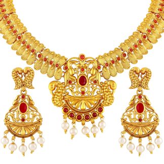 red-stone-studded-necklace