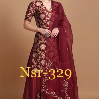 Red Salwar Suit with Heavy Gold Embroidery