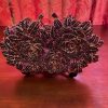 Black Crystal with Rose Pink Background with Floral Clutch