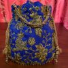 Blue Floral Embroidered Potli Bag
