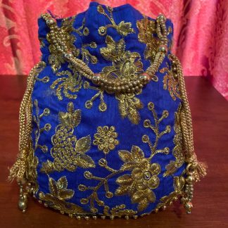 Blue Floral Embroidered Potli Bag
