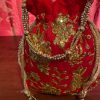 Red Floral Embroidered Potli Bag