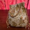 Beige Floral Embroidered Potli Bag