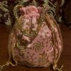 Peach Floral Embroidered Potli Bag