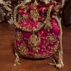 Burgundy Floral Embroidered Potli Bag