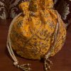 Yellow Vine Embroidered Potli Bag