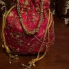 Red Vine Embroidered Potli Bag
