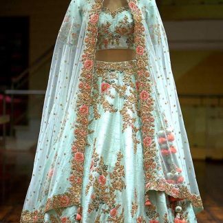 Pale Blue Floral Lehenga