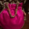 Beige and Pink Potli Bags with Solid Back - Image 2