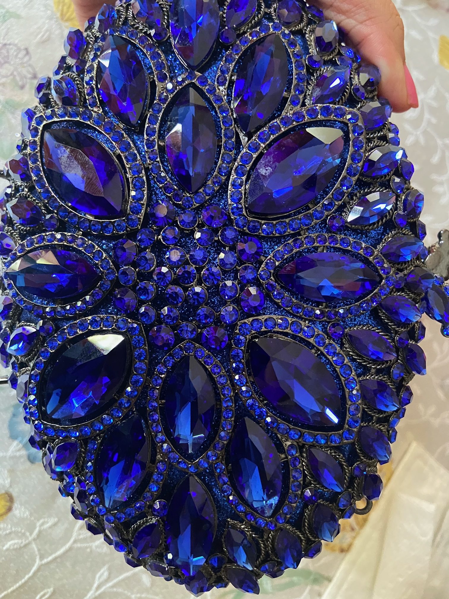 Blue Crystal Pattern Clutch