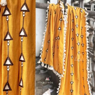Yellow Triangle Design Dupatta with Tassle Border