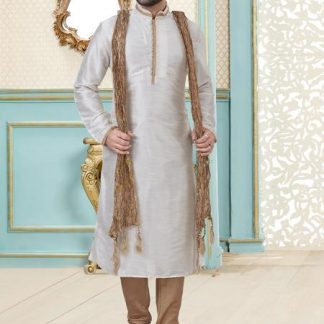 Off White Kurta with Gold Accent Embroidery