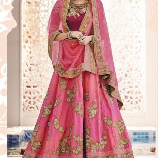 Pink Embroidered Lehenga with 16 in Choli