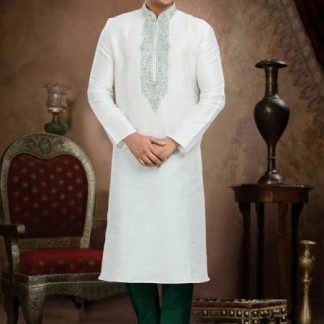 white-kurta-with-green