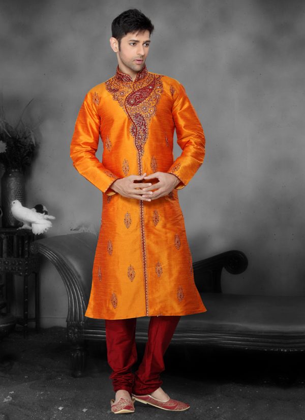 orange-sherwani-kurta
