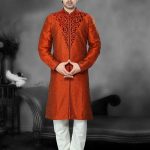 orange-embroidered-sherwani