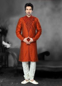 orange-embroidered-sherwani