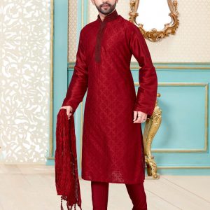 red-diamond-embroidered-kurta