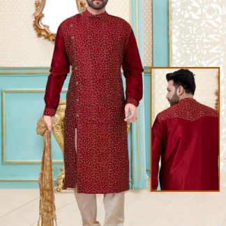 red-embroidered-kurta