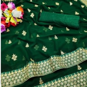 green-mirror-work-saree