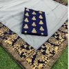 Grey and Blue Saree with Jacquard Border - Image 2