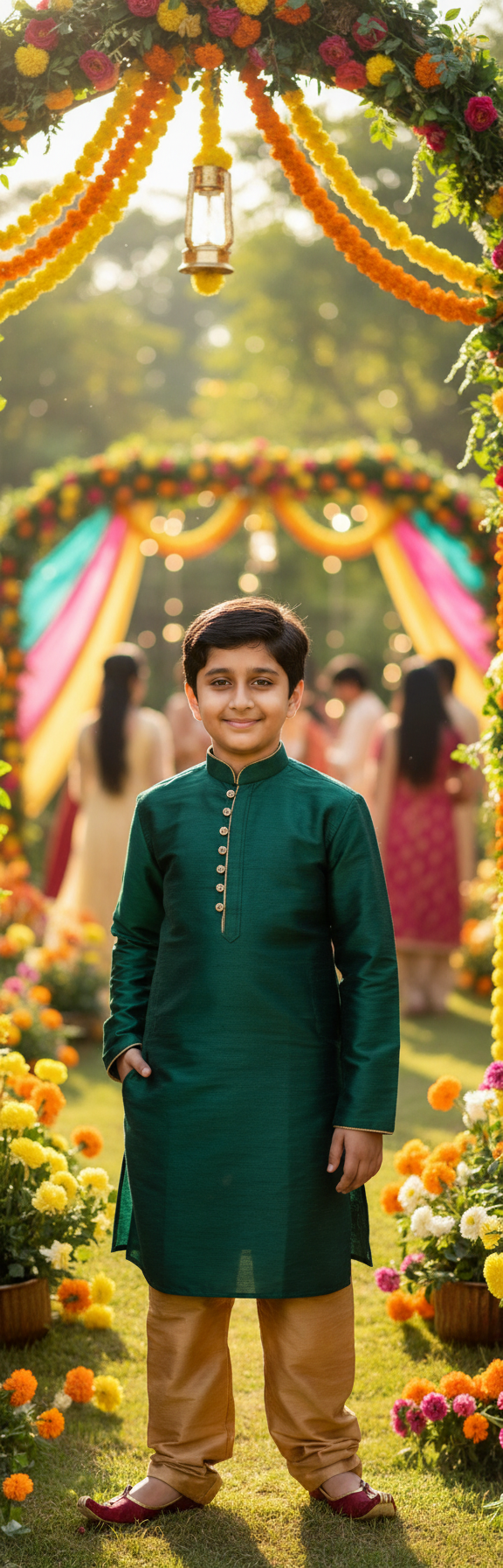 green-kids-kurta