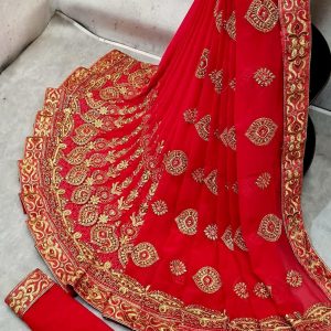 red-heavy-embroidered-saree