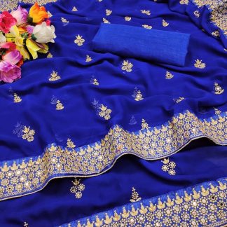 blue-mirror-work-saree