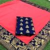 Pink and Blue Saree with Jacquard Border - Image 2