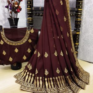 brown-heavy-embroidered-saree