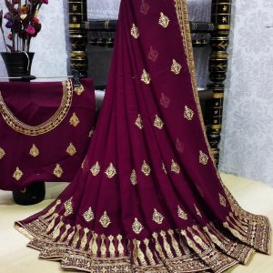 plum-heavy-embroidered-saree