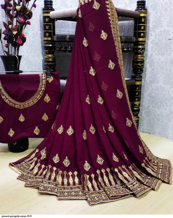 plum-heavy-embroidered-saree