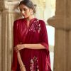 Burgundy Georgette Saree with Floral Pattern - Image 2