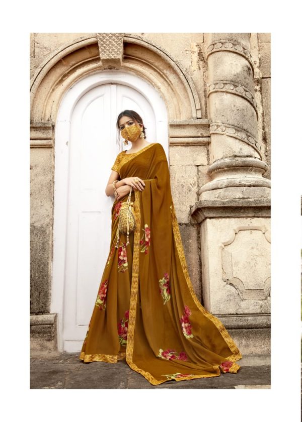 ochre-yellow-georgette-saree