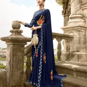 Navy-Blue-Georgette-Saree