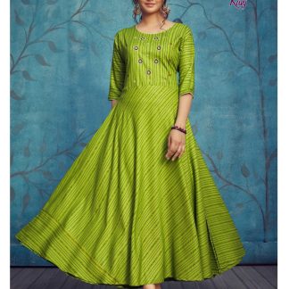 green-striped-anarkali-style
