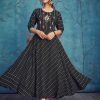 black-striped-anarkali-kurti
