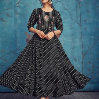 black-striped-anarkali-kurti