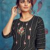 Black Striped Anarkali Kurti with Embroidery - Image 3