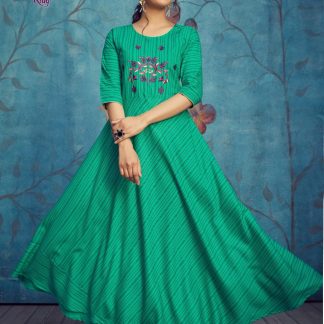 turquoise-striped-anarkali-kurti