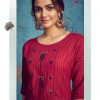 Red Striped Anarkali Kurti with Embroidery - Image 2