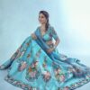 Blue Taffeta Lehenga Choli with Dupatta - Image 2