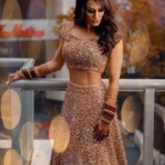 Rose Gold Lehenga Choli made of Silk