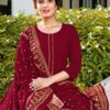 Red Salwar Kameez with Foil Print Dupatta - Image 4