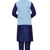 Light Blue Modi Vest with Navy Blue Kurta Pajama - Image 3