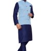 Light Blue Modi Vest with Navy Blue Kurta Pajama - Image 5