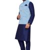 Light Blue Modi Vest with Navy Blue Kurta Pajama - Image 6