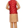 Red Floral-Vine Modi Vest with Kurta Pajama - Image 6