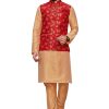 Red Floral-Vine Modi Vest with Kurta Pajama - Image 5